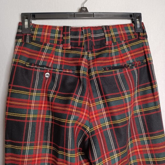 Vintage MUSE'S Pants Men's 30x30 Wool Tartan Plaid Straight Leg 80's Y2K Goth - Picture 5 of 10